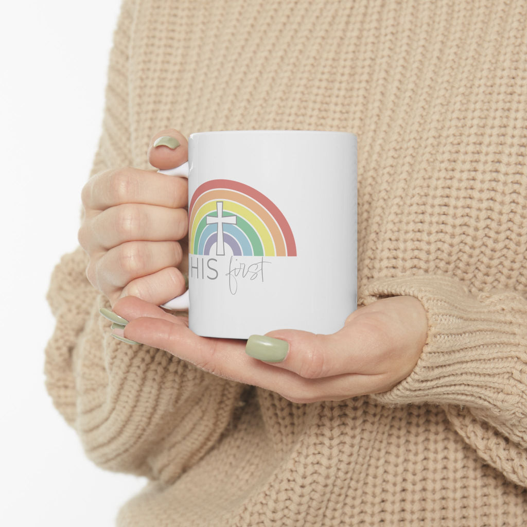 Happy Rainbow Illustration Mug | Ceramic Mug (11oz, 15oz)