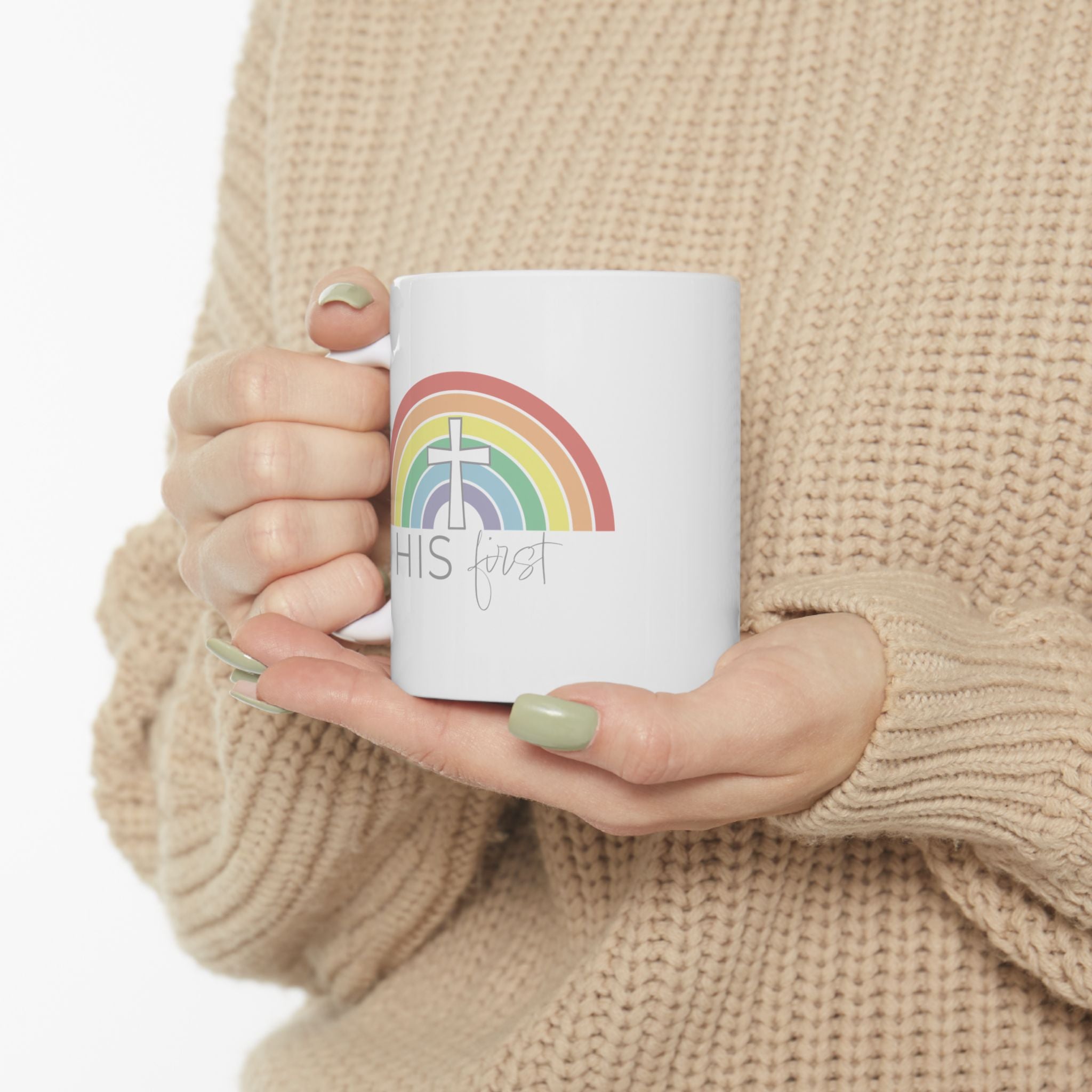 Happy Rainbow Illustration Mug | Ceramic Mug (11oz, 15oz)