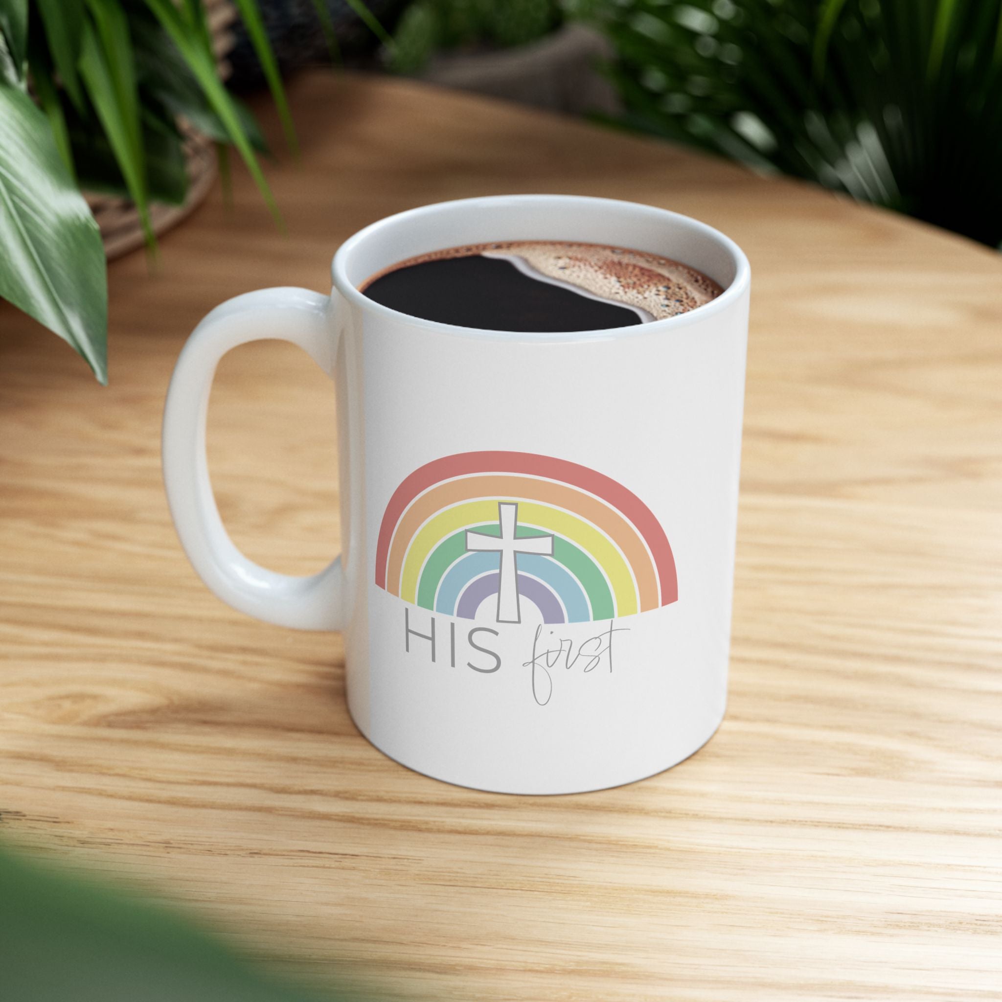 Happy Rainbow Illustration Mug | Ceramic Mug (11oz, 15oz)